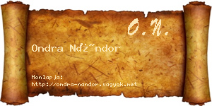 Ondra Nándor névjegykártya